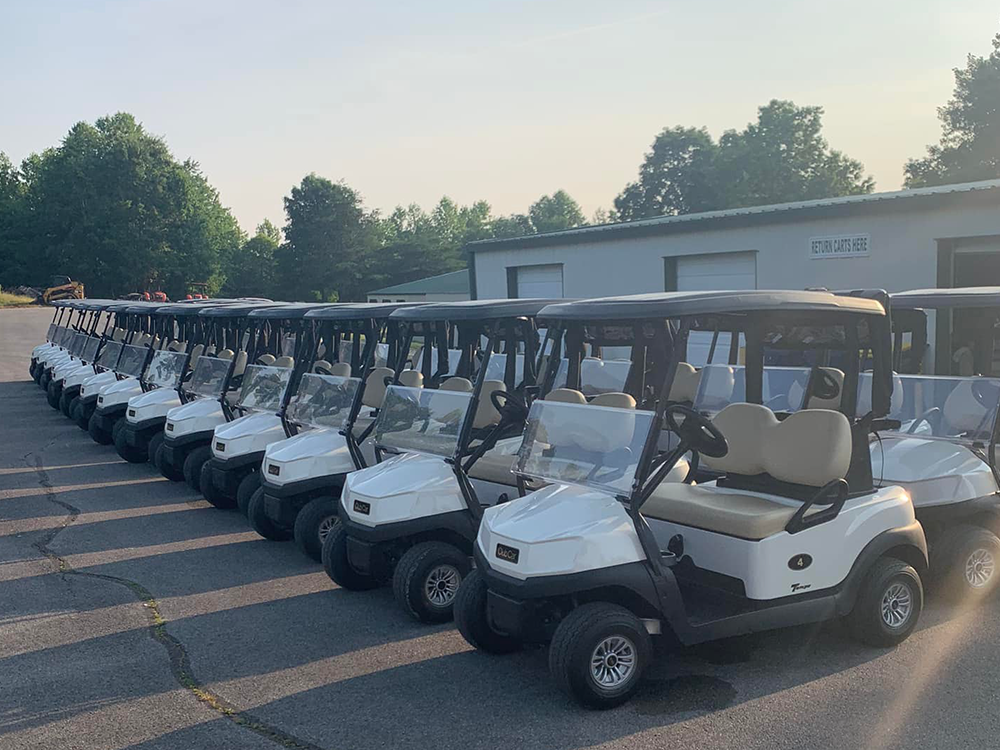 Rows of golf carts